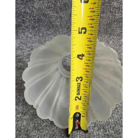 Frosted Glass Lampshade Ribbed Design 4.25 Inch Scalloped Edge 1.75 Fitter - Picture 5 of 5